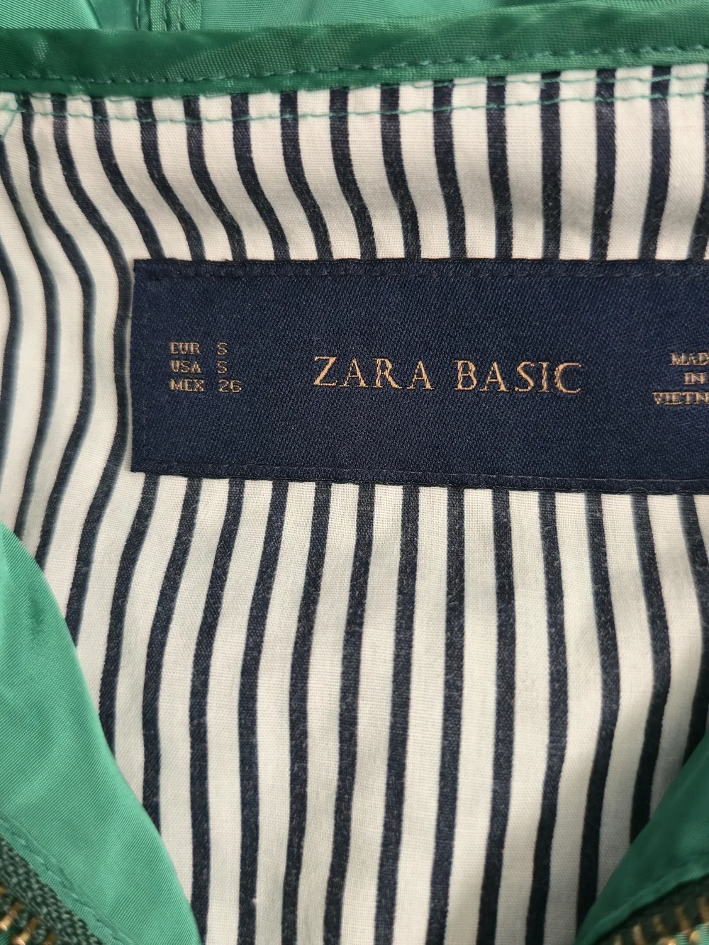 Zara Basic Kelly Green Hooded Full Zip Anorak Rain Jacket